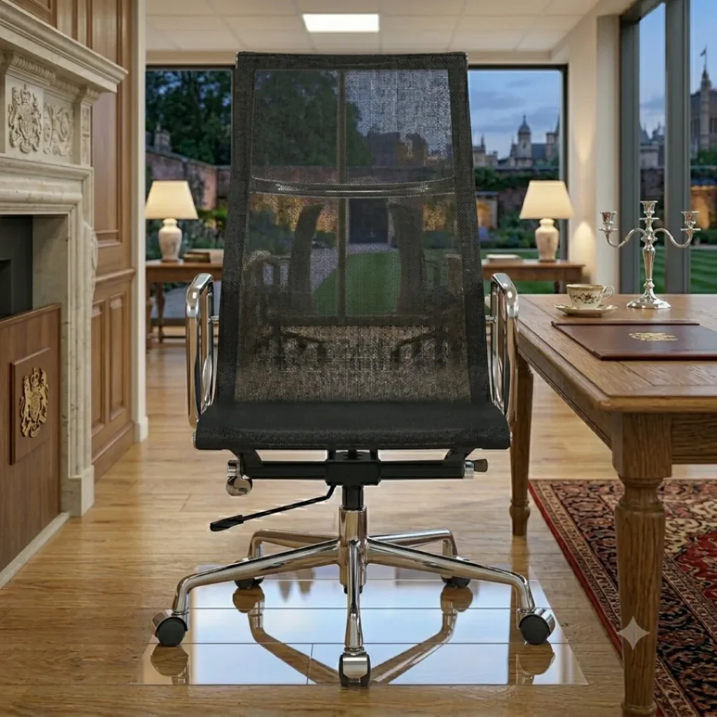 Eames Mesh Office Chair Black EA119 High Back Front View – House of Furnishes