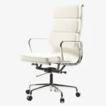Eames Soft Pad Chair White Chrome Aluminium Base Side View – House of Furnishes