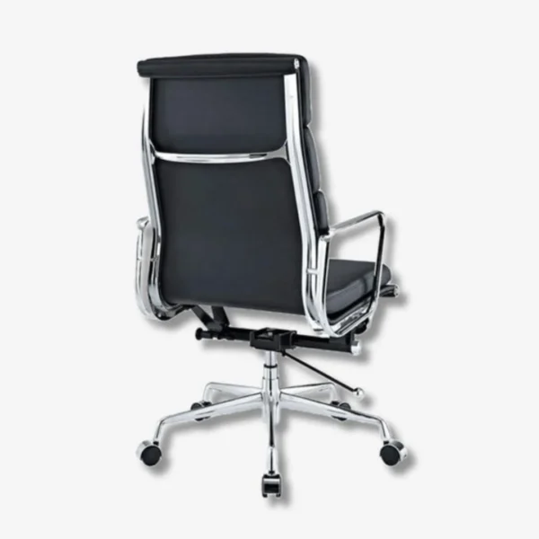 Eames Soft Pad Office Chair Black Chrome Aluminium Base Side View – House of Furnishes