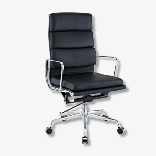 Eames Soft Pad Office Chair Black EA219 High Back Front View – House of Furnishes