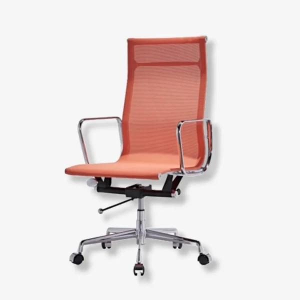 Colourful Office Chair Orange Mesh EA119 Chrome Base Side View – House of Furnishes