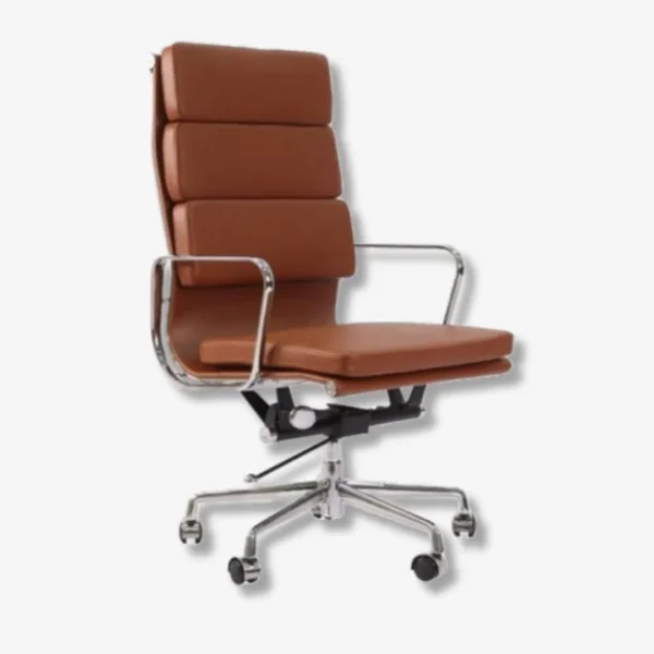 Tan Brown Soft Pad Eames Chair EA219 High Back Front View – House of Furnishes
