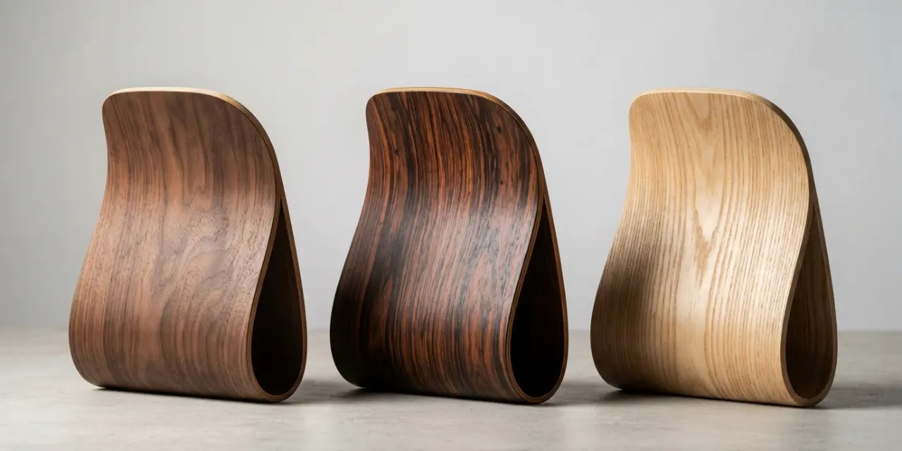 eames lounge chair wood veneer comparison — walnut rosewood and ash shells side by side