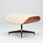 Ivory White leather Palisander Wood Premium XL Eames-style lounge chair, side profile
