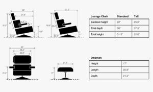 size guide eames lounge chair replica